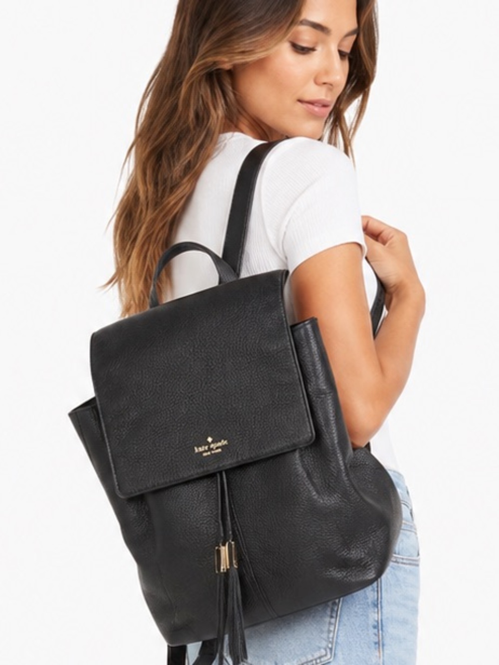 Kate Spade Black Leather Large Backpack